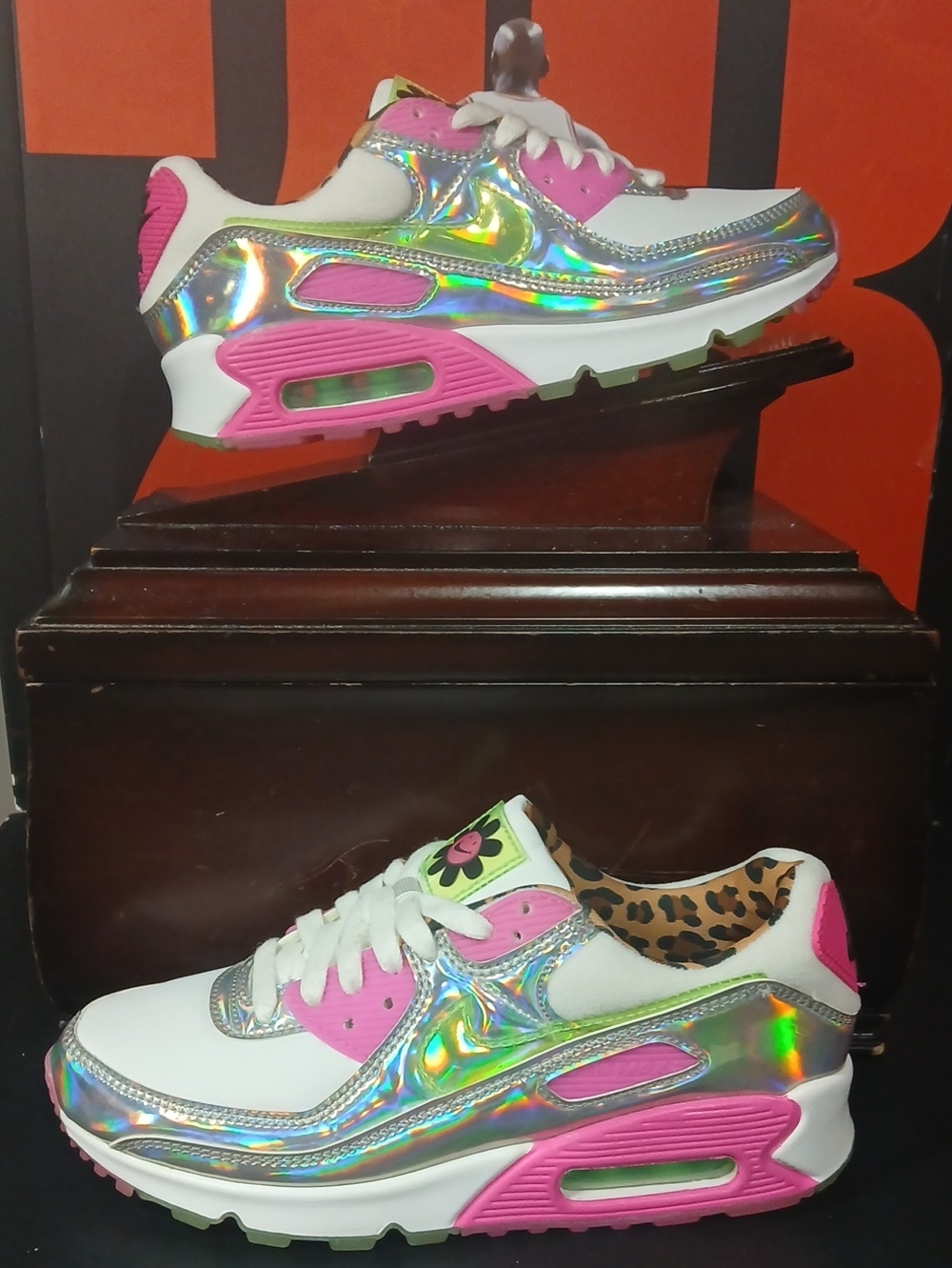 Nike Air Max '90 LX 'Daisy Leopard Iridescent' Womens Size-7 ,LIKE NEW!